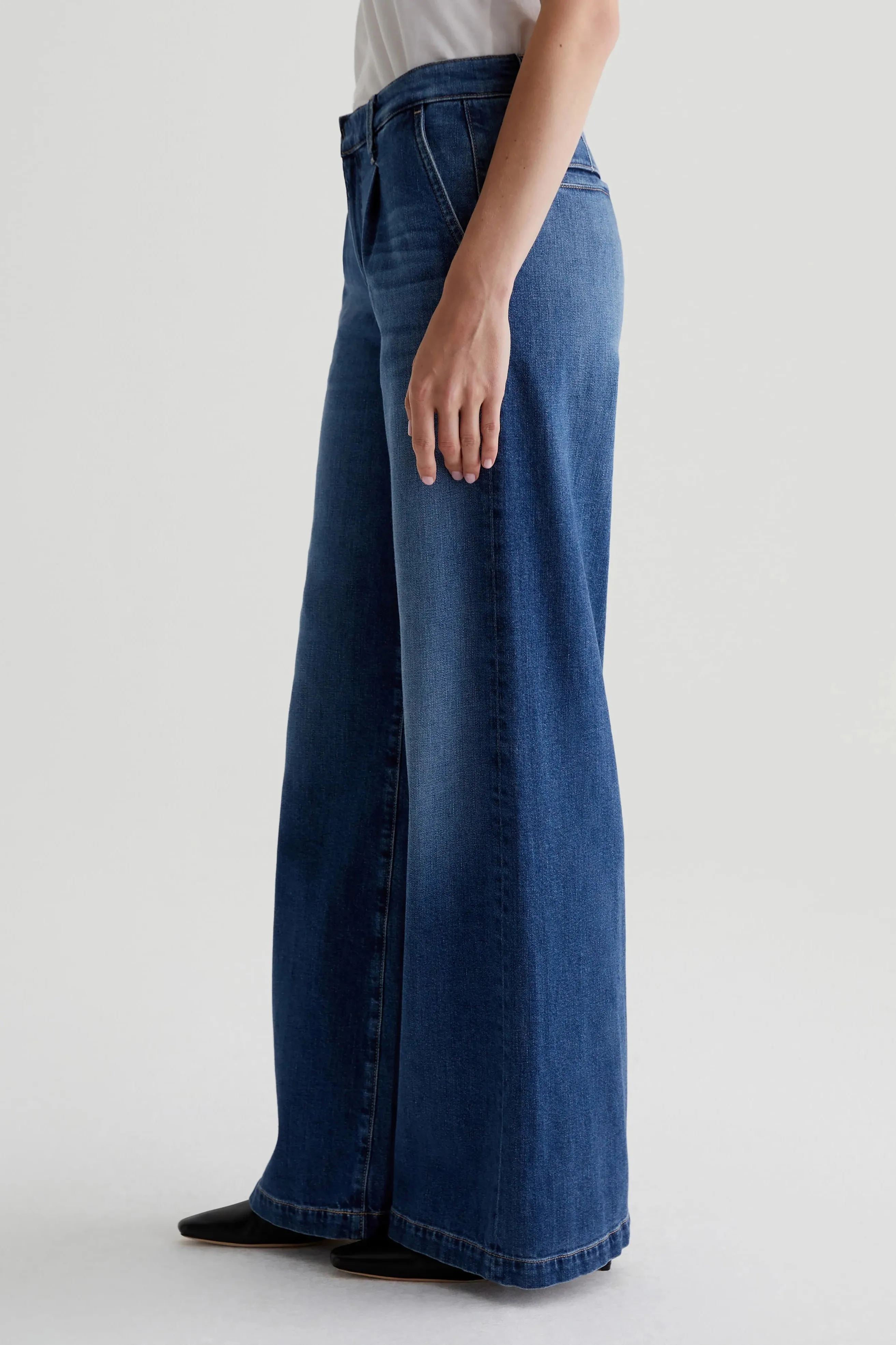 AG Stella Low Slung Pleated Jeans