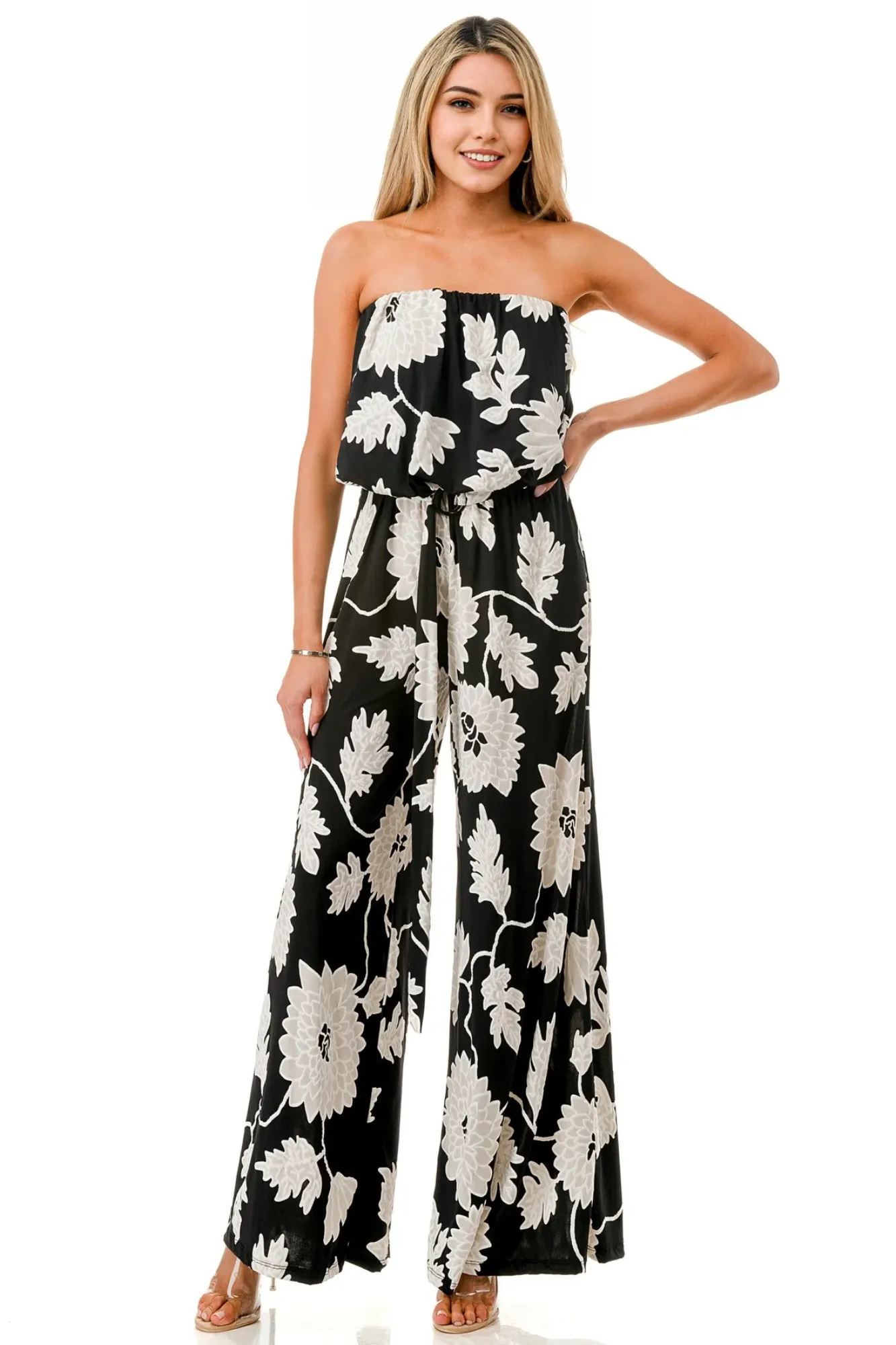 Ariella Black Flowered Jumpsuit