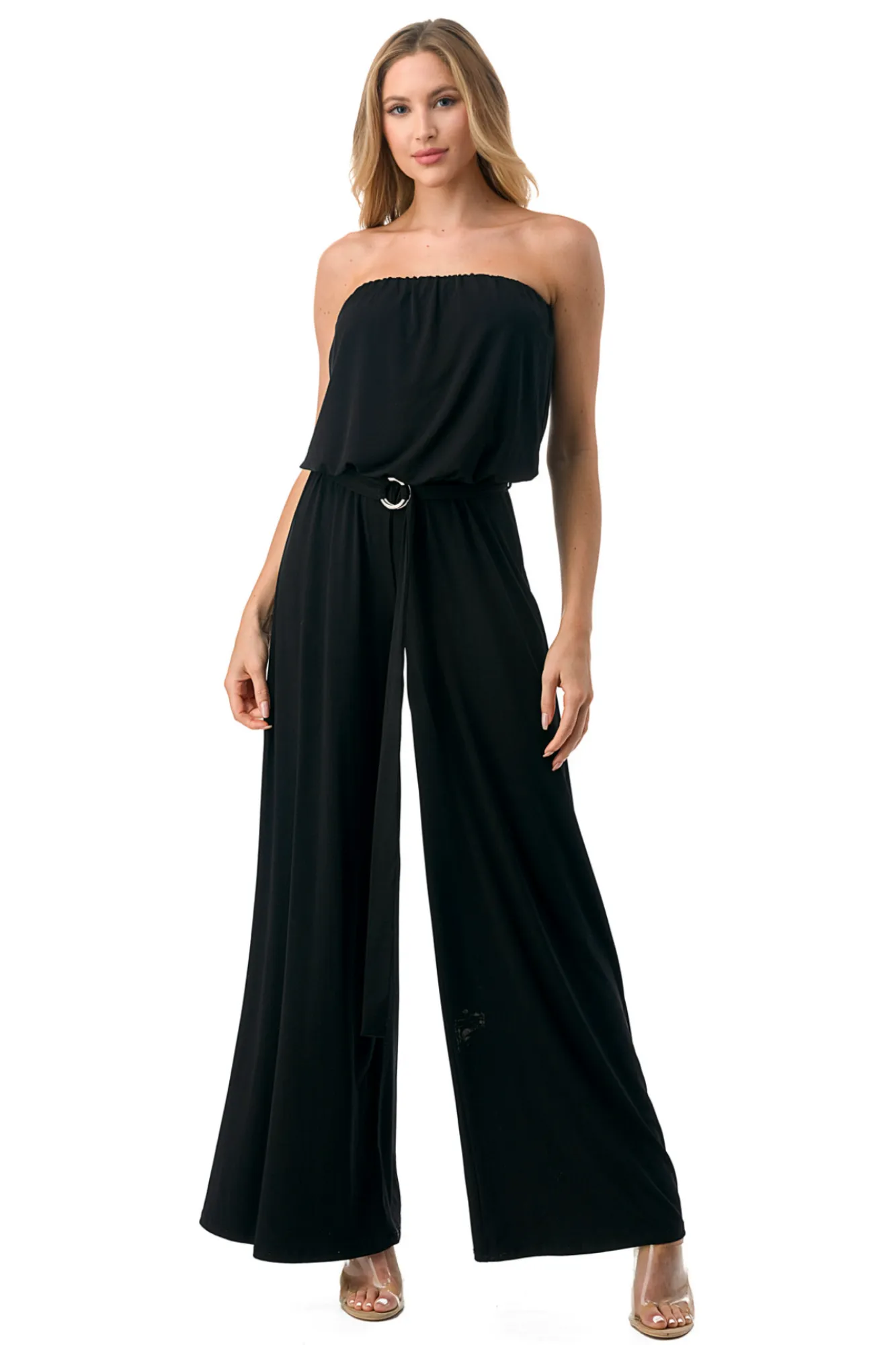 Ariella Black Wide Leg Strapless Jumpsuit