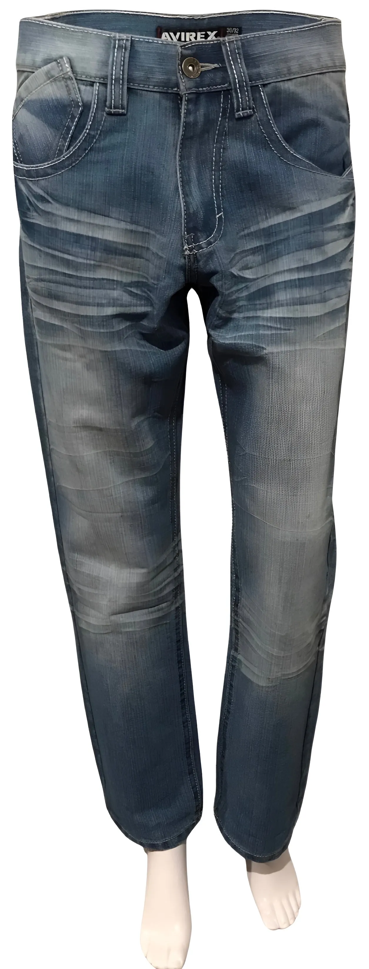 ^AVIREX^ (ICE BLUE) MEN'S DENIM JEANS (30 INCH x 32 INCH)