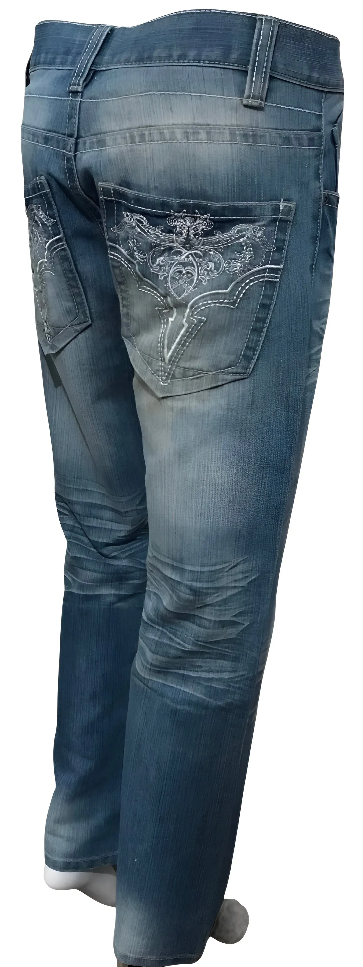 ^AVIREX^ (ICE BLUE) MEN'S DENIM JEANS (30 INCH x 32 INCH)