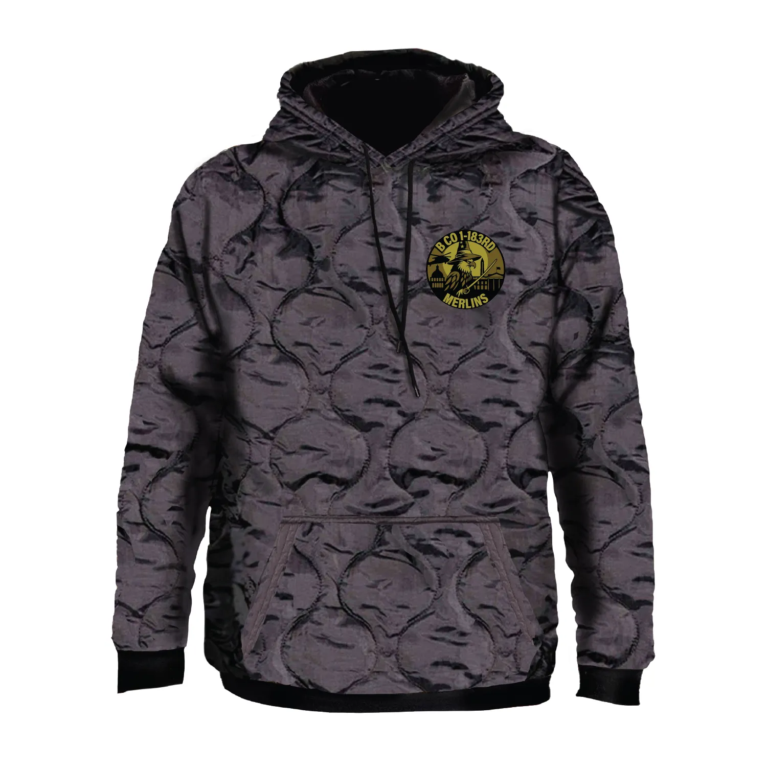 B Co, 1-183 AHB "Merlins" Woobie Hoodie Embroidery