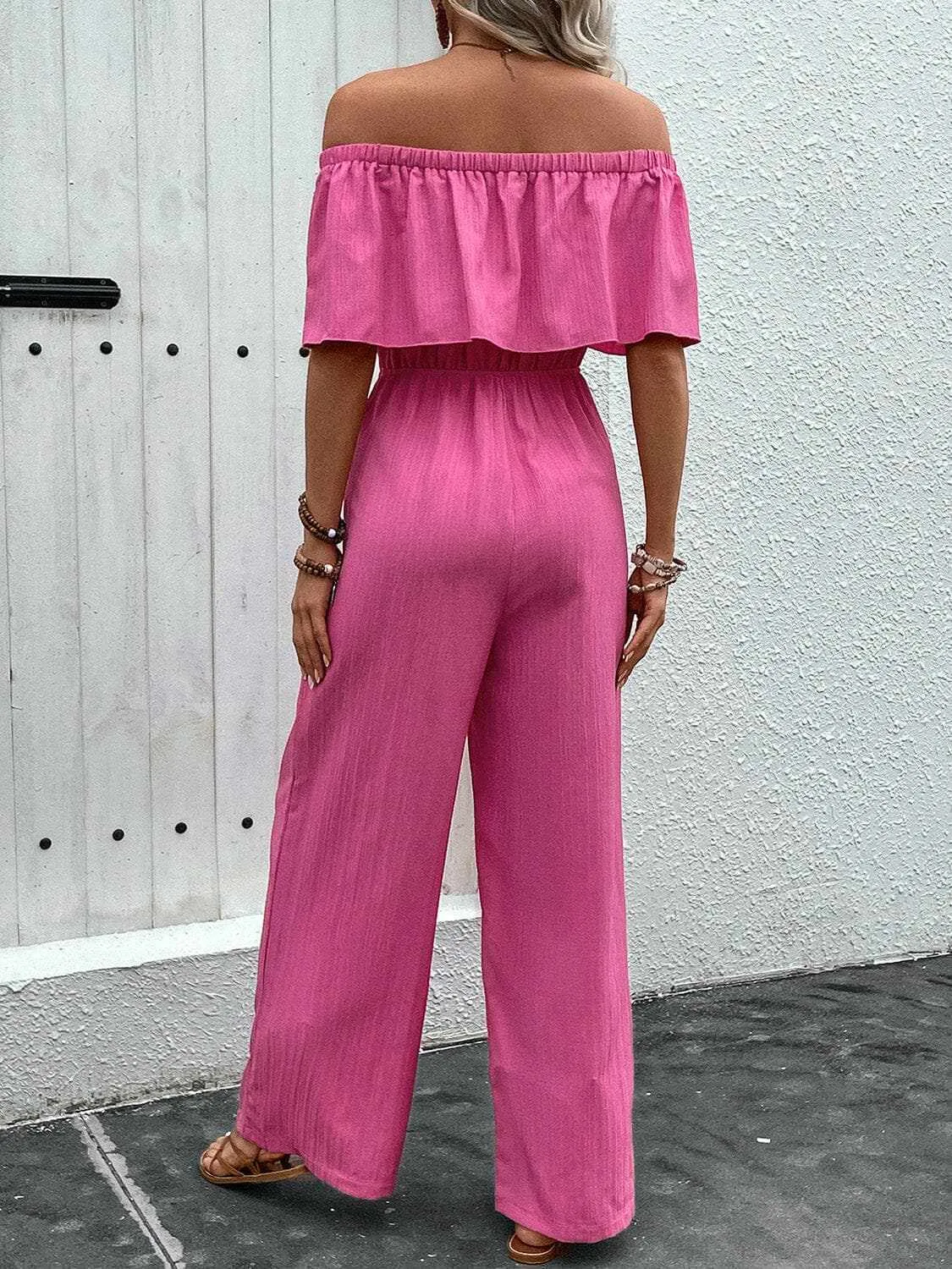 Chic off-shoulder wide-leg jumpsuit