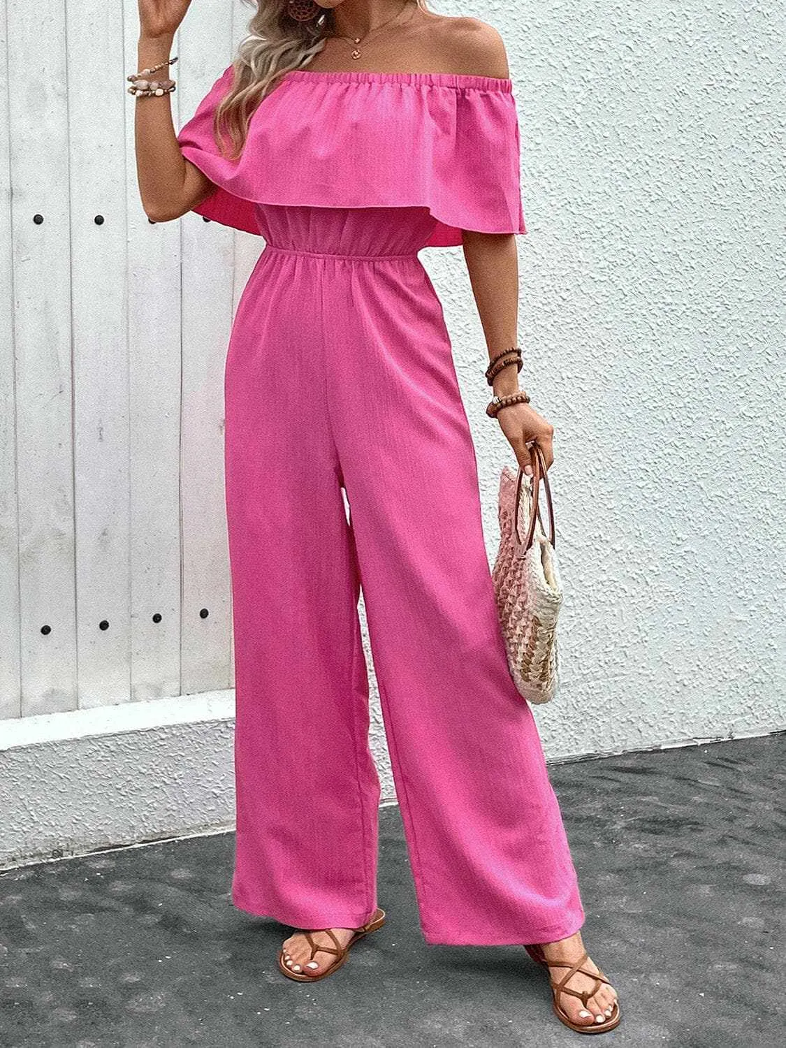 Chic off-shoulder wide-leg jumpsuit