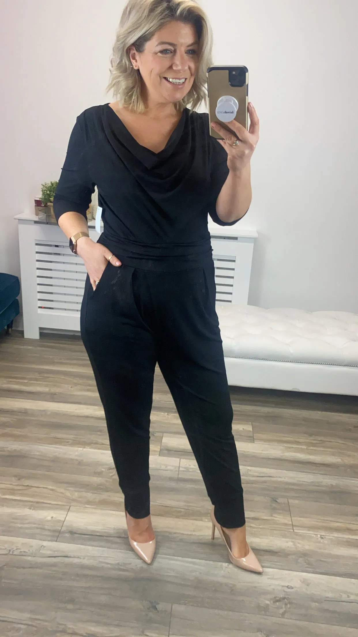 Cowl Neck Jumpsuit (Black)