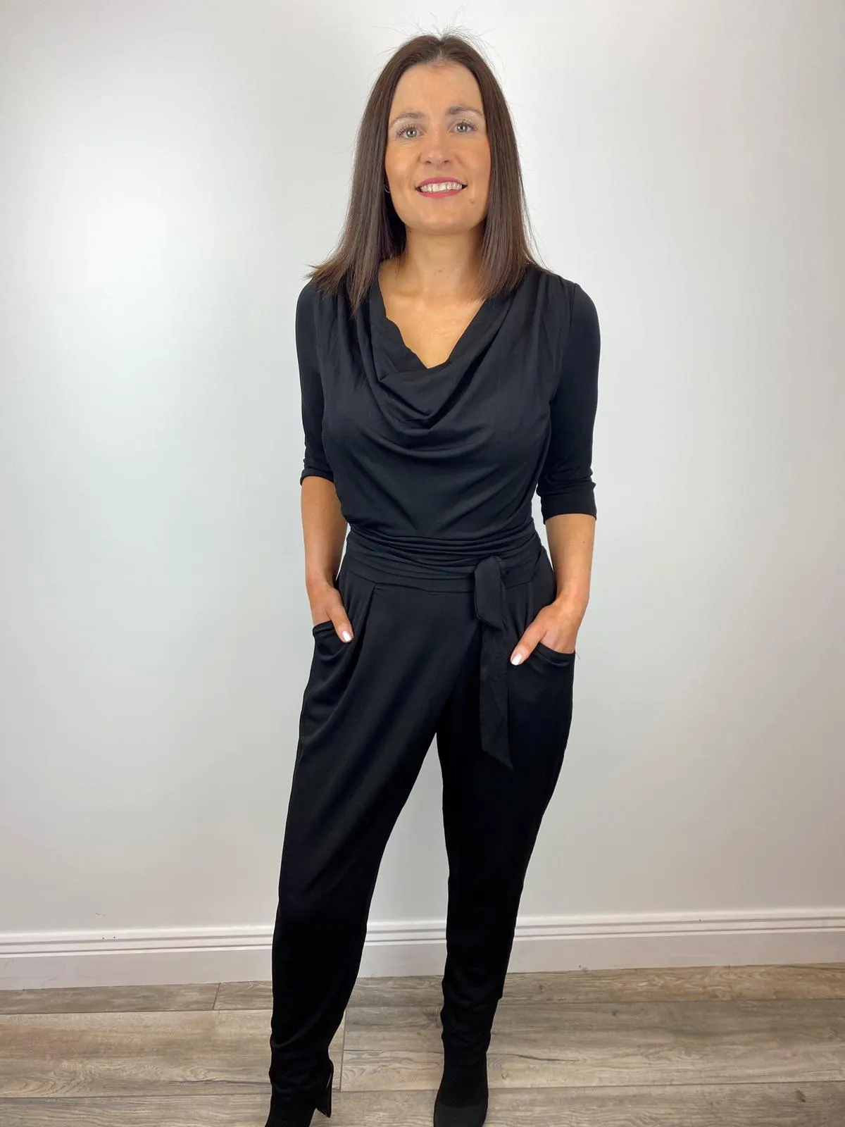 Cowl Neck Jumpsuit (Black)