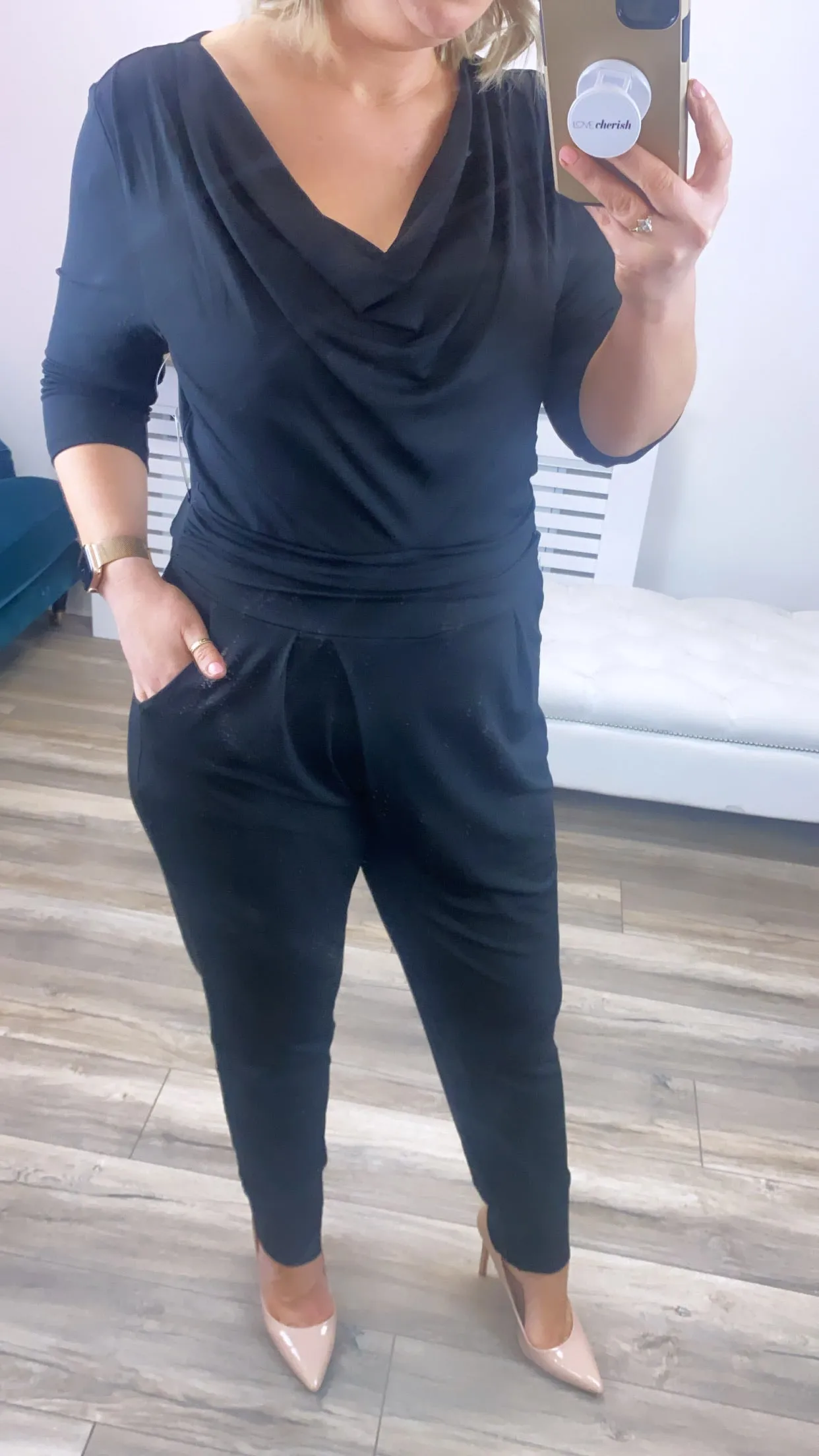Cowl Neck Jumpsuit (Black)