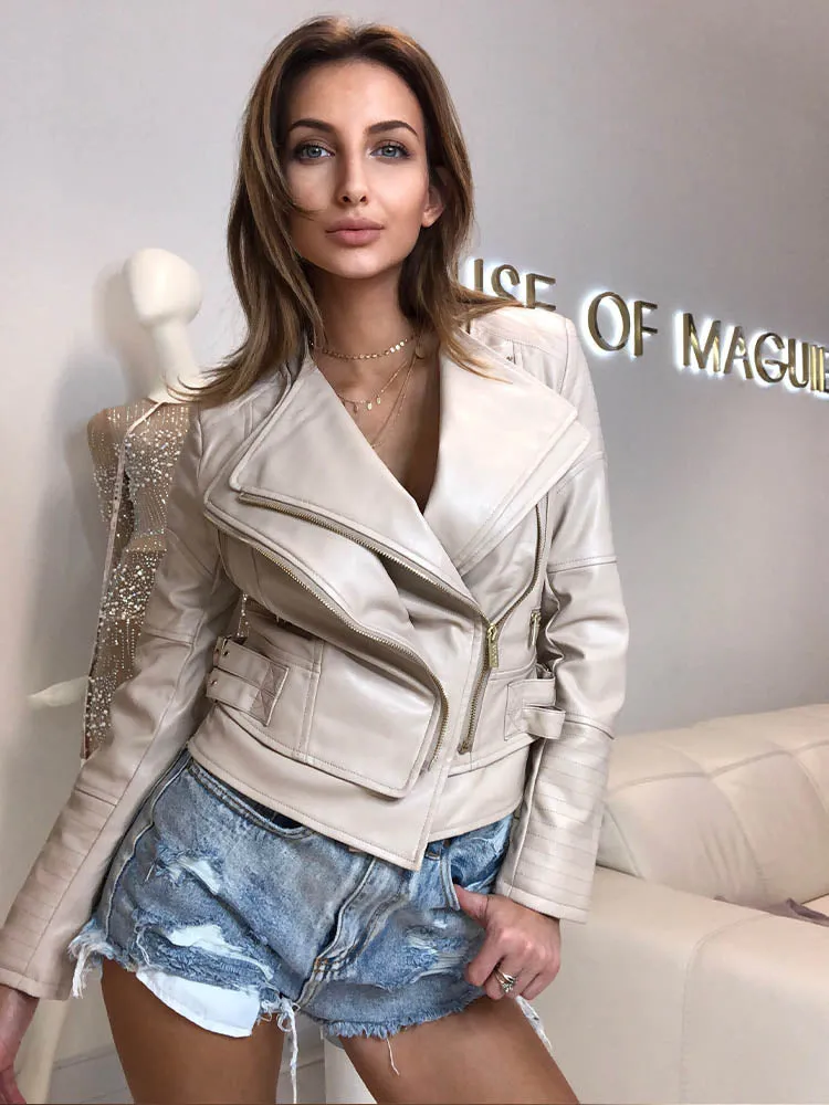 DITA LATTE VEGAN LEATHER TAILORED JACKET