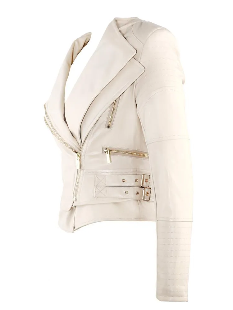 DITA LATTE VEGAN LEATHER TAILORED JACKET