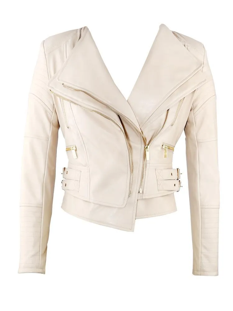DITA LATTE VEGAN LEATHER TAILORED JACKET