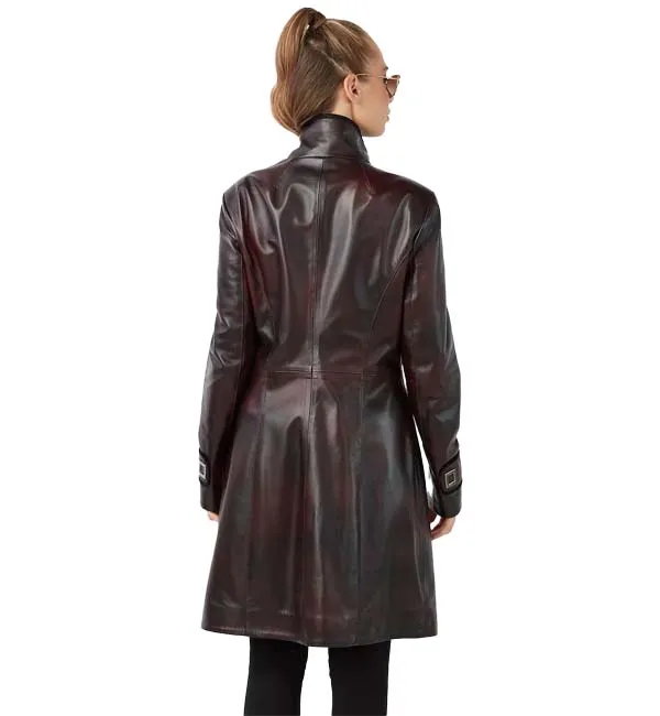 Leather Trench Coat Women Genuine Lamb Waterproof Trench Coat