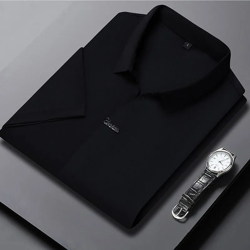 Mens Casual Lapel Breathable Wrinkle-free T-shirt