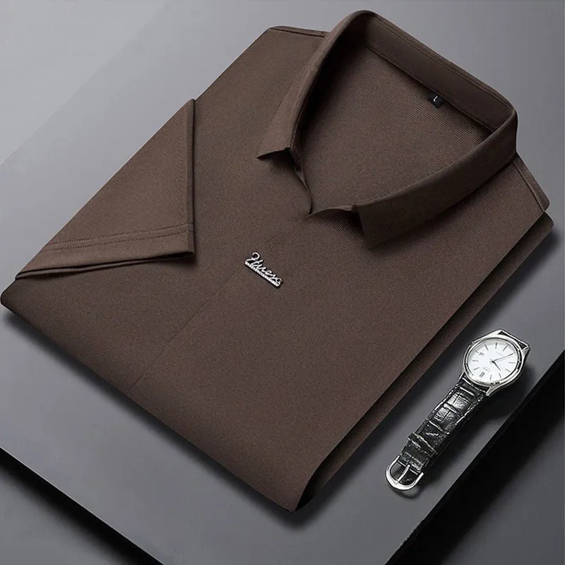 Mens Casual Lapel Breathable Wrinkle-free T-shirt