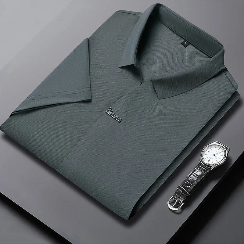 Mens Casual Lapel Breathable Wrinkle-free T-shirt
