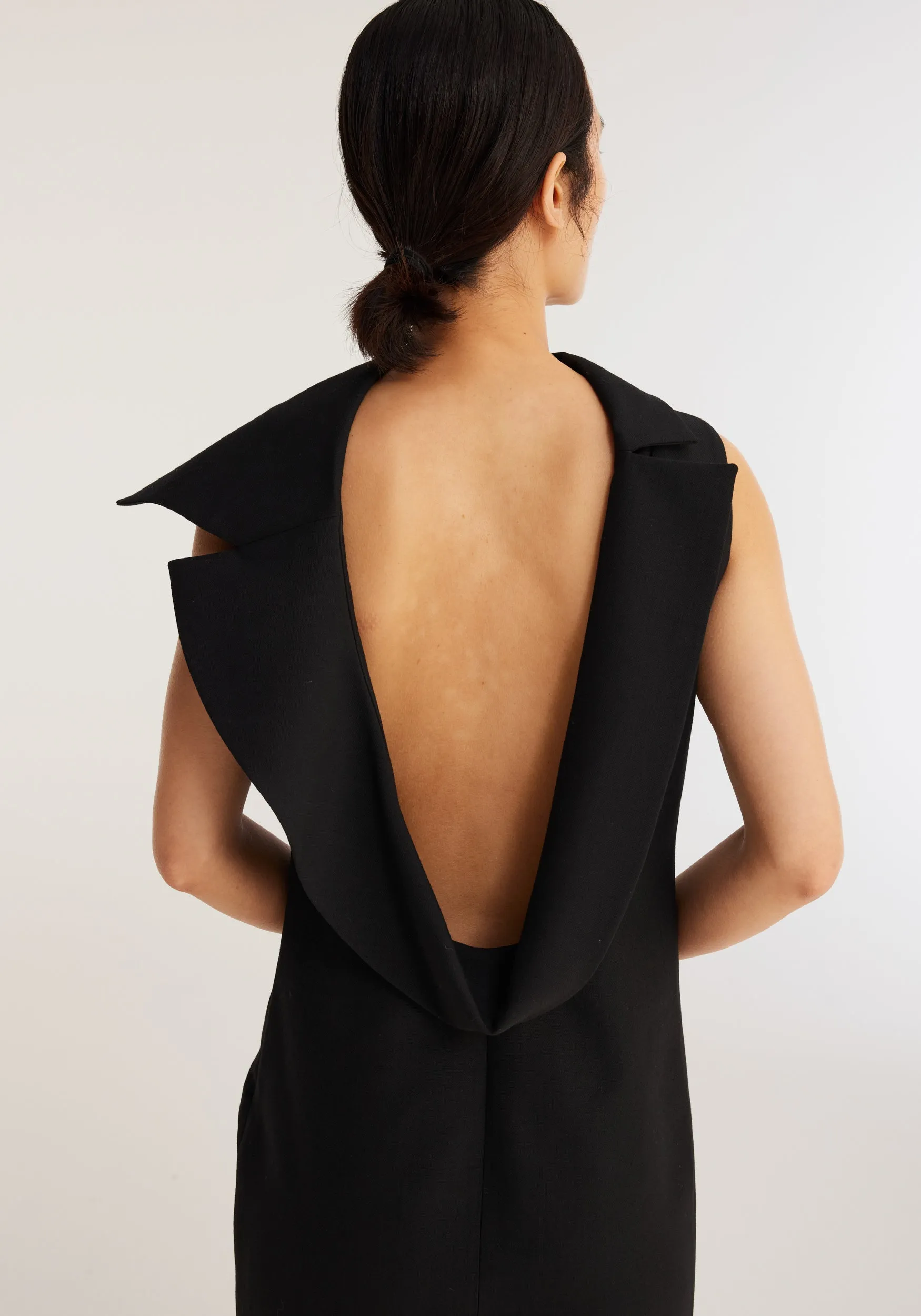 Sculptural Open Back Tailored Dress