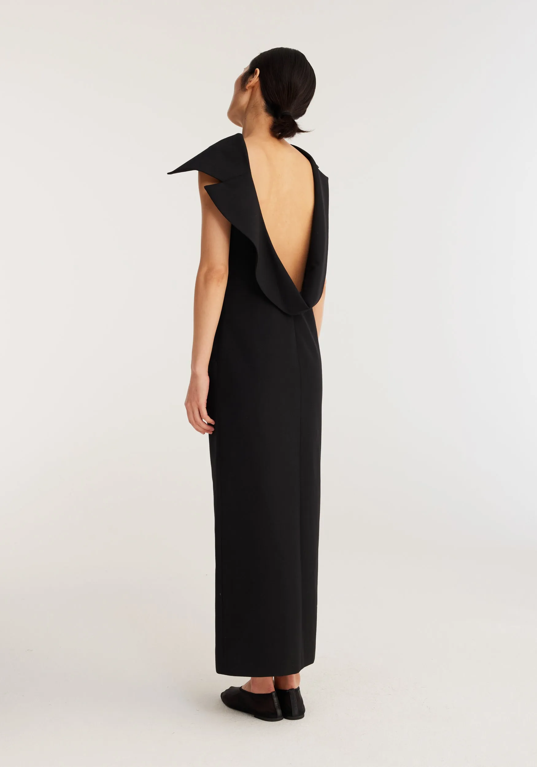 Sculptural Open Back Tailored Dress
