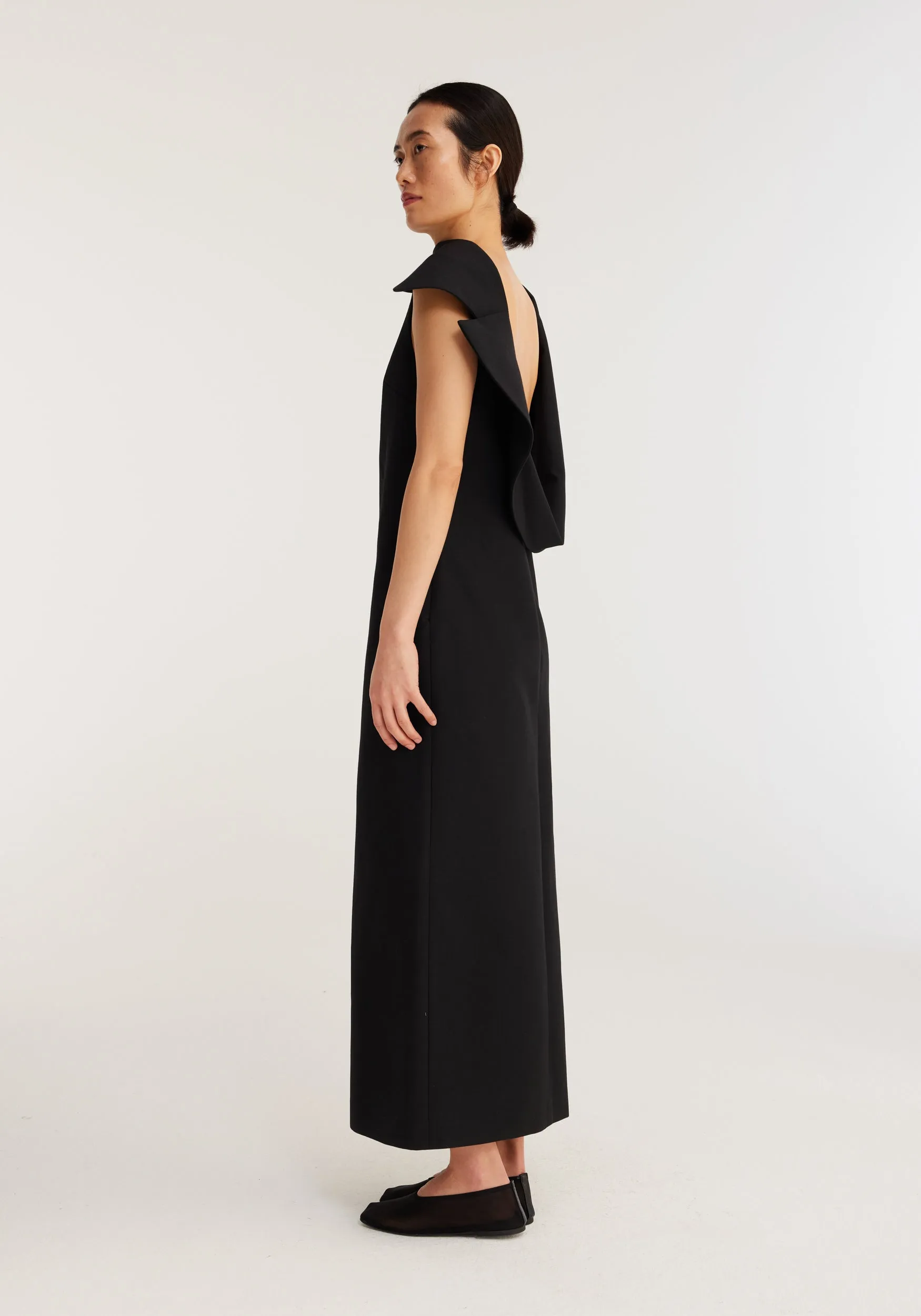 Sculptural Open Back Tailored Dress
