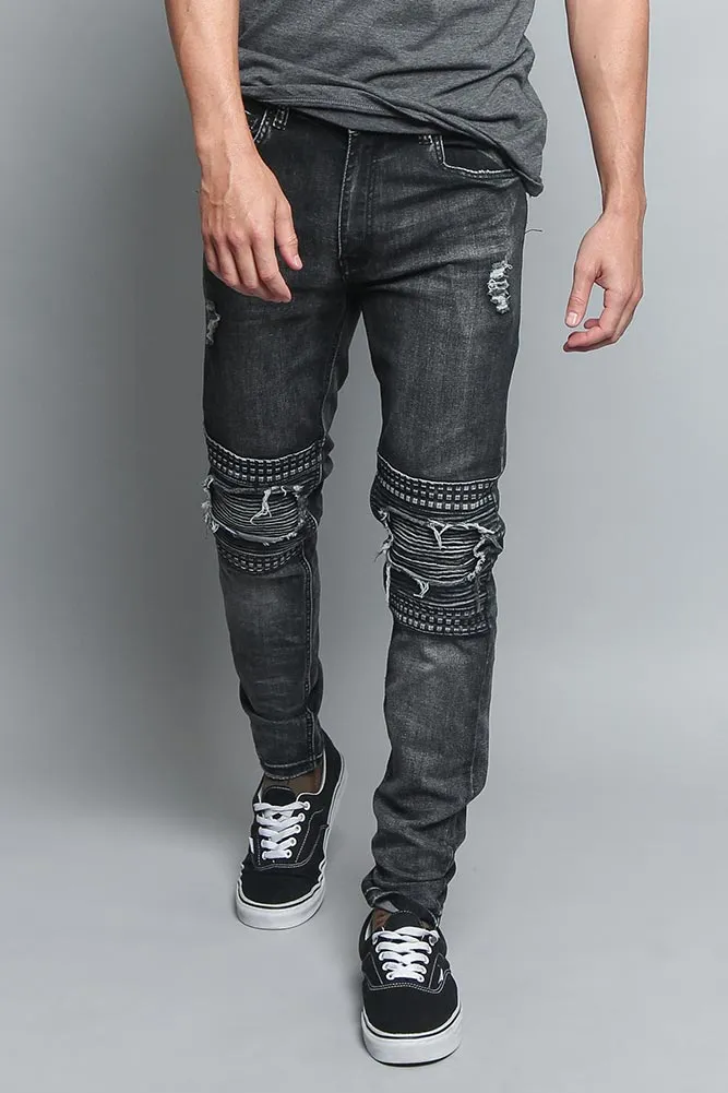 Studded Biker Denim Jeans