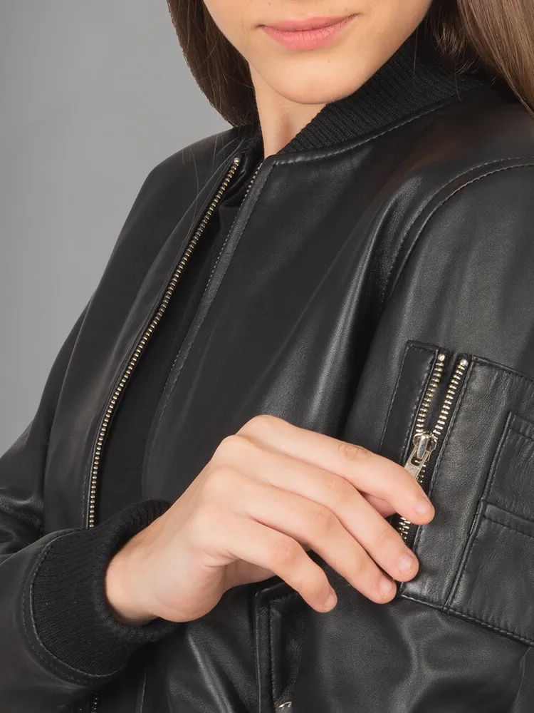 Womens Royal Blue Biker Leather Jacket